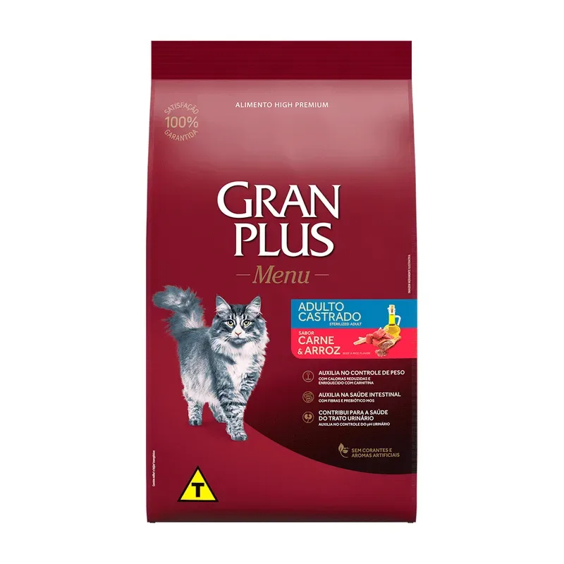 Ração GranPlus Menu Gatos Adultos Castrados 3kg