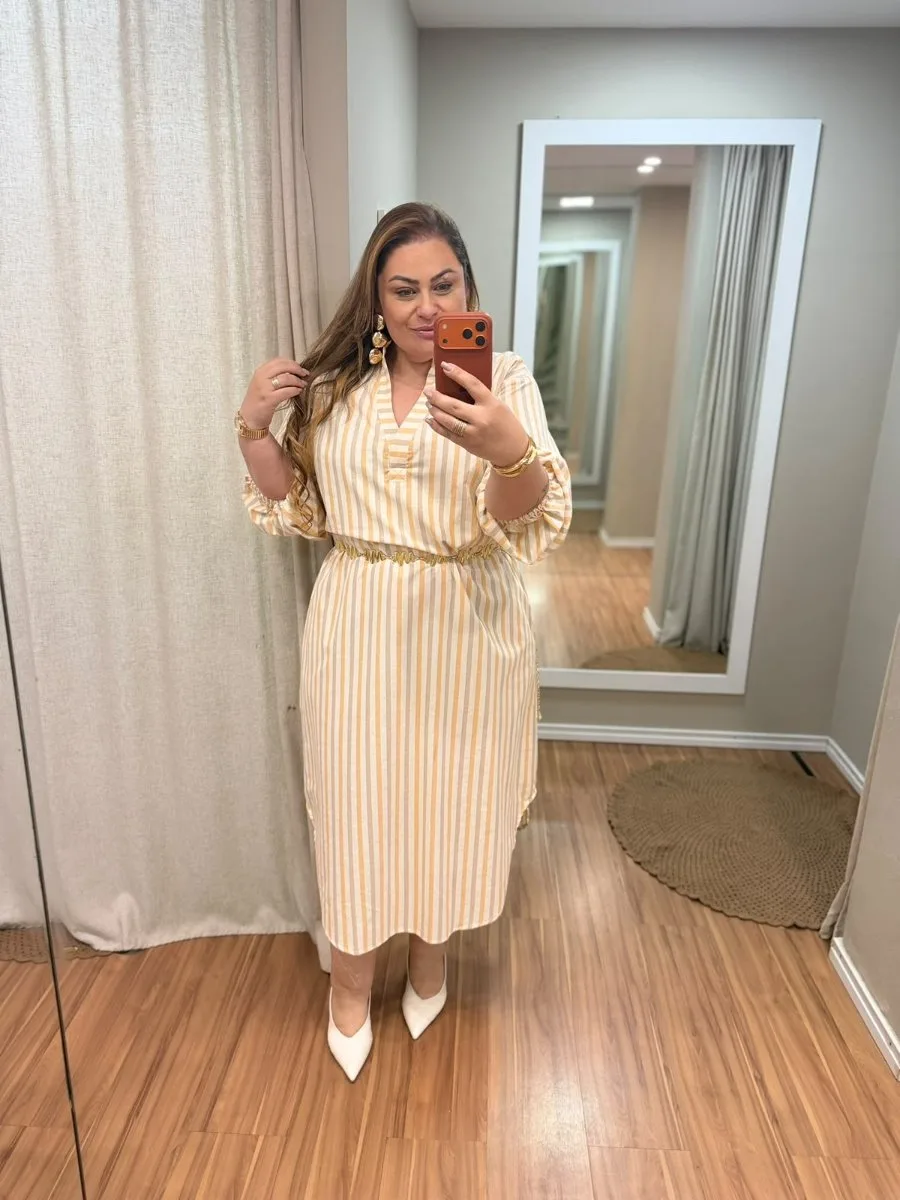 VESTIDO MATILDE LISTRADO CAMISA - FLOR DE LOTUS