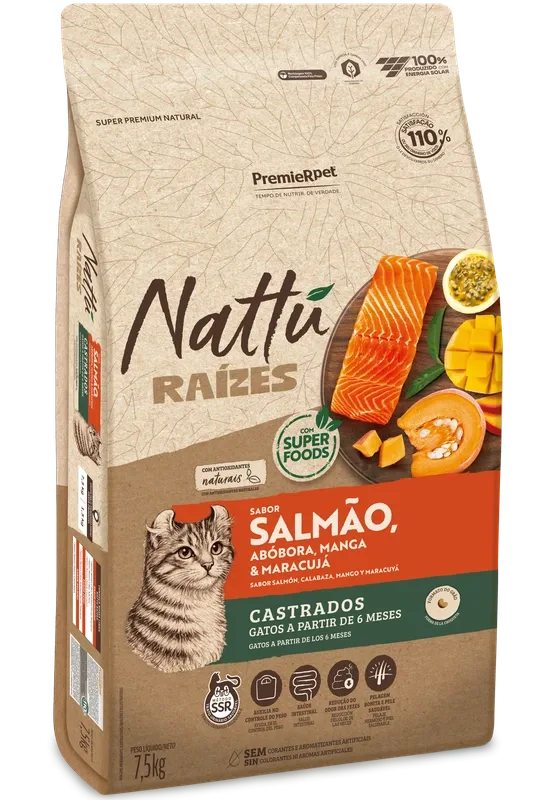 Ração Nattu Raízes Gatos Adultos Castrados 1,5kg