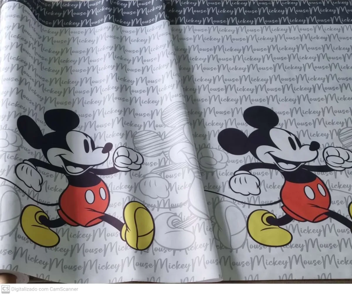 Tecido/Painel de Parede Horizontal Mickey White