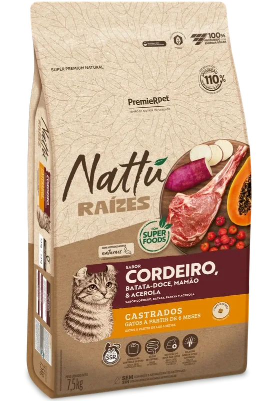 Ração nattu raizes Gato castrados 1,5kg