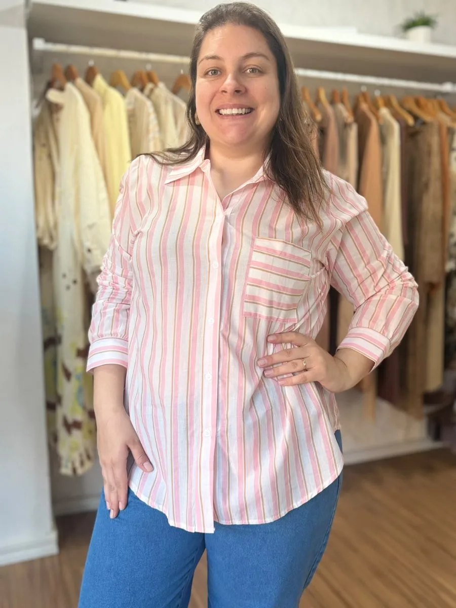 CAMISA COM BOLSO LISTRADA