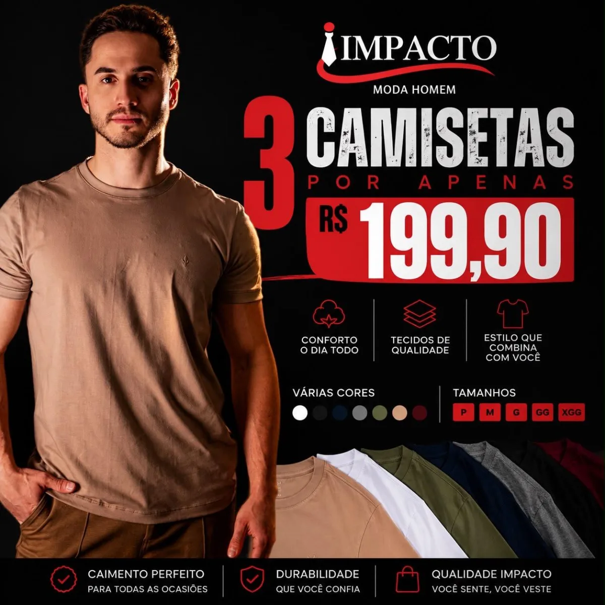 CAMISETAS BASICAS 100% ALGODAO