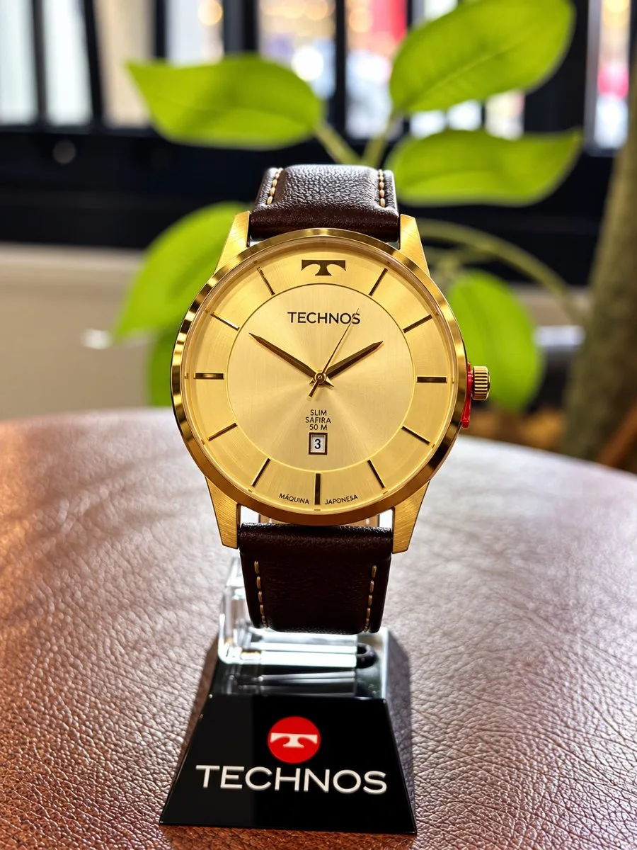 Relógio Technos Slim Gold