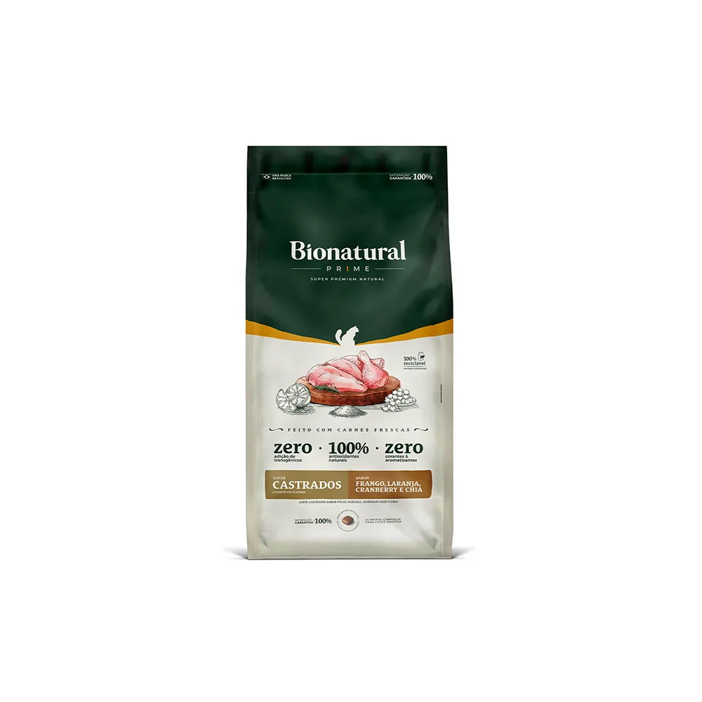 Ração Bionatural Prime Gatos Castrados  1,5 kg