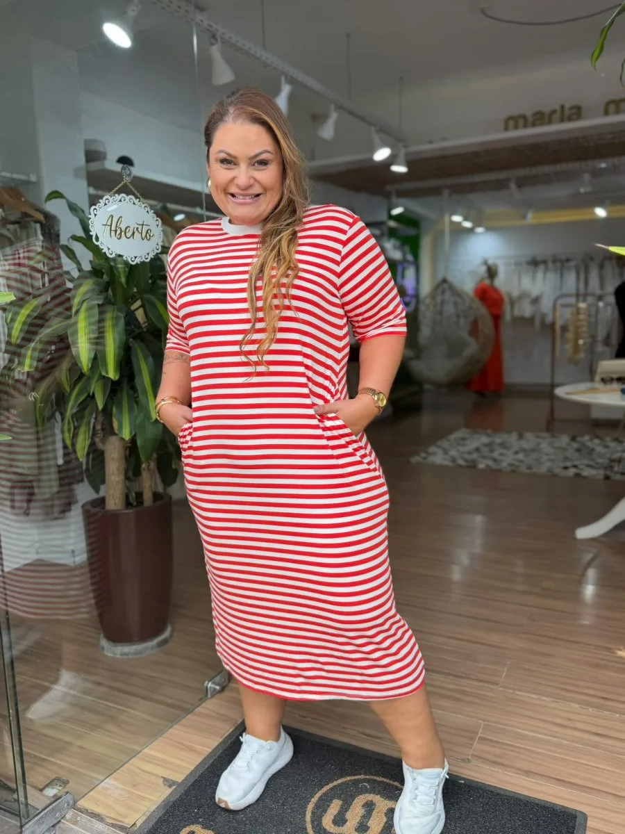 VESTIDO LISTRADO CAMISÃO 50 AO 54